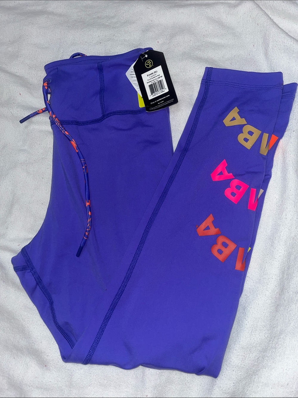 Zumba Fitness Purple Leggings with Multicolor ZUMBA Lettering